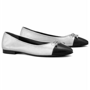 Tory Burch Cap Toe Ballet Flat - Silver / Black